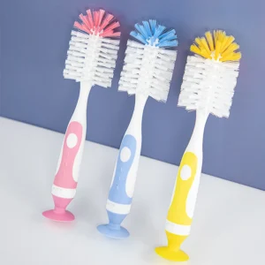 2 in 1 Nylon Baby Bottle Cleaning Brush Suction Stand Type.