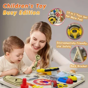 Large Toddler Sensory Wooden Activity Board Learning Toy