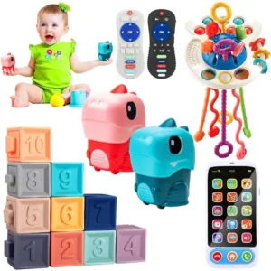 Baby Toys for 6-36 Months Pull String Teether, Analog Cell Phone